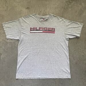 Vintage Tommy Hilfiger Grey Spell-out Logo T-shirt